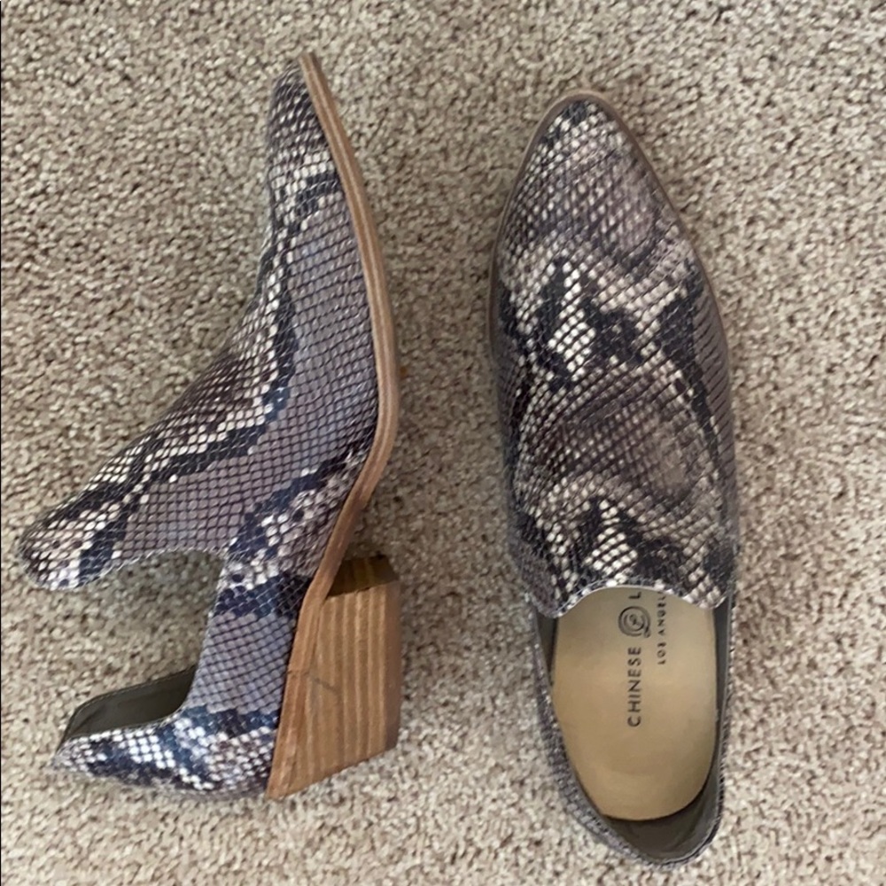 Snake print ankle boots